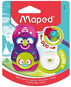 Apontador com borracha loopy totem 1 furo com refil blister