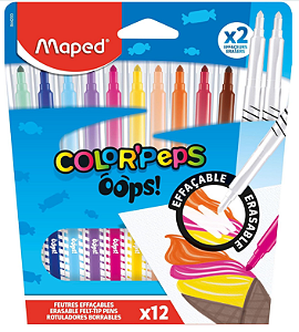 Caneta Hidrográfica Apagável Oops - 10 Cores - Maped