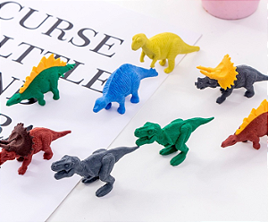Cartela com Borrachas Dinossauro
