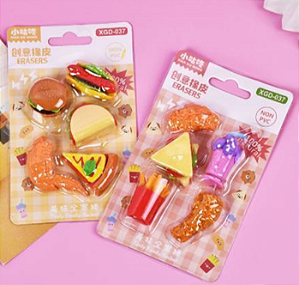 Cartela de Borrachas Comidinhas Fast Foods