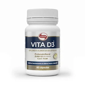 Vitamina D3 2000UI 500mg 60 Caps Vitafor