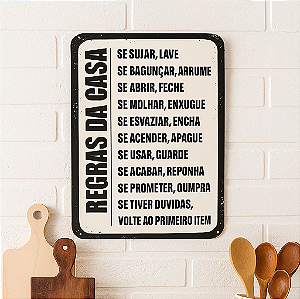 Placa Regras Da Casa - Quadro de Decoração Geek 20x30cm