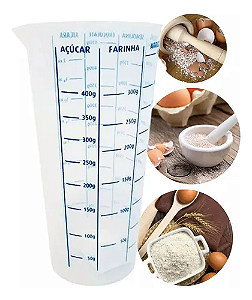 Copo de Medida Graduado com Bico 500ml PLÁSTICO MEDIDOR GRAMAS CHÍCARA
