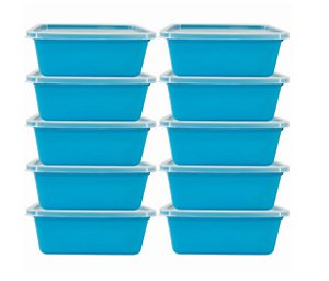 Kit 60 Potes Hermético Retangular de Plástico Color 1 litro