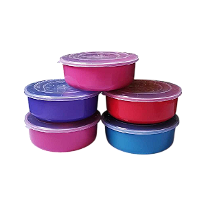 Kit 60 Potes Redondo Color Plástico tampa Transparente 600 ml