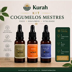 Kit Extrato - Cogumelos Mestres - Cordyceps • Reishi • Lion's Mane