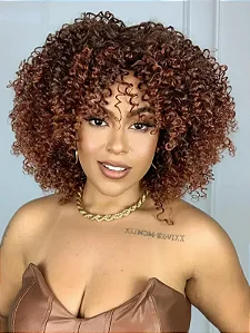 Peruca Volumosa Dandara Castanha 4P33 Cacheada