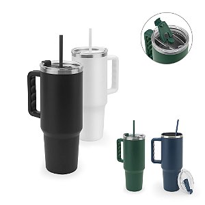 Copo de Viagem em Aço Inoxidável com Isolamento Térmico - 1300 mL. Mínimo 50 unidades.