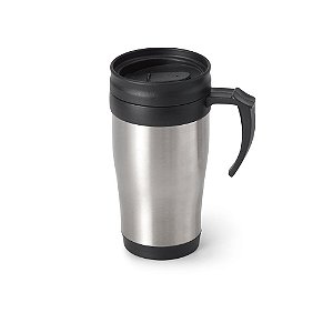 Caneca de Viagem Térmica de Aço Inox e PP - 420 mL. Mínimo 50 unidades.