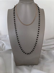 Colar Longo Cristais Pretos