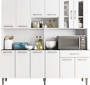 Armário de cozinha 12 portas 1 gaveta Clara Poliman Móveis - Branco