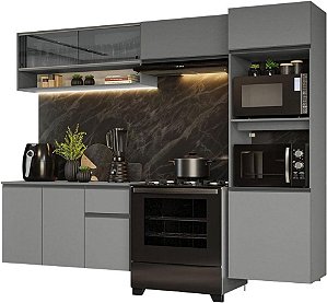 Armário de Cozinha Completa Suspenso 260cm Cinza Nice Madesa 10