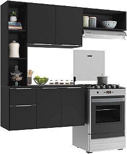 Cozinha Compacta com Armário e Balcão MP2001 Sofia Multimóveis Preta