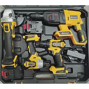 Kit Ferramentas - Martelete + Parafusadeira + Lixadeira + Chave Impacto nakazaki 35v completo