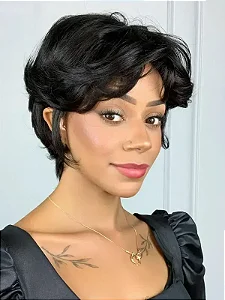 Peruca Wig Humana Iris Castanho Escuro