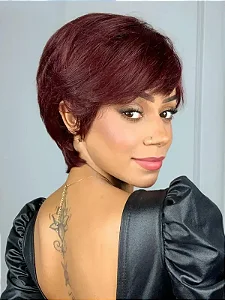 Peruca Humana Glória Vermelha 99J