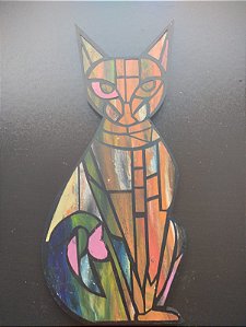gato Egipicio pintado acrilica