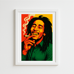 Quadro Bob Marley Moldura E Vidro Frontal Decoração Casa