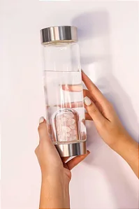 Garrafa Quartzo Rosa Cascalhos Elixir
