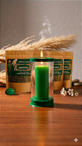 Kit do Arcanjo Rafael Copo Anti Chamas + Vela Verde 7 Dias + Kit 4 Banhos Energéticos do Arcanjo Miguel