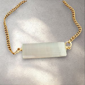 Pulseira dourada com Selenita Branca - Limpeza, conexão e equilíbrio