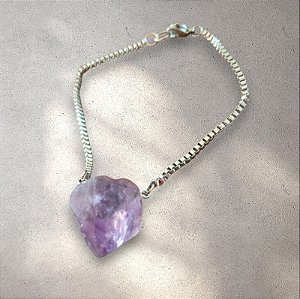 Pulseira prata com ametista- transmutação, leveza e proteção