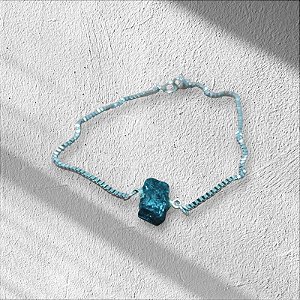 Tornozeleira de Prata em Aço Inox Ajustável com Turmalina Negra – Biojoia de Proteção e Limpeza energética