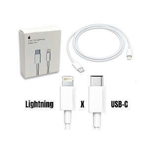 Cabo Carregador e Dados USB-C Tipo C x Lightning para iPhone 1 Metro