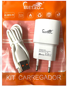 Carregador 3.1A Com Cabo Type C Eletromex EL-4015-TY