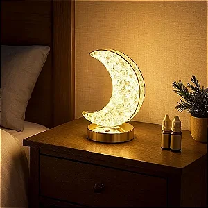 Luminária Abajur Mesa Botão Touch Lua Cristal B-Max BM-F1132