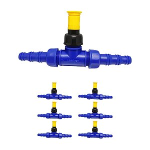 Aspersor Vazão Progressiva Te Rosca com 2 Saidas 6 Unidades