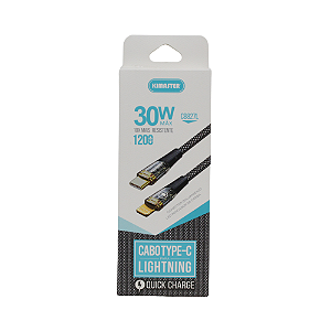 Cabo Kimaster USB-C p/ Lightning 30W com LED 1,2m - CB827L