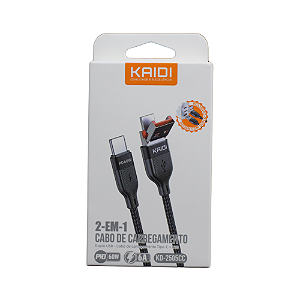 Cabo de Carregamento 2 em 1 Duplo USB (KD2505CC)