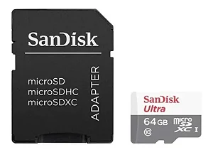CARTAO DE MEMORIA 64GB SANDISK ULTRA 100 MB MICRO C/ADAPTADOR SDSQUNR-064G-GN3MA