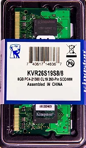 MEM NOTE DDR4 8GB/2666 KINGSTON KVR26S19S8/8