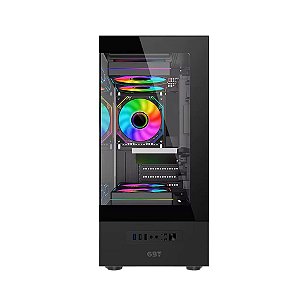 Gabinete Gamer Gbt Lateral e Frontal Vidro 3Fan Rainb Preto GBT-X500