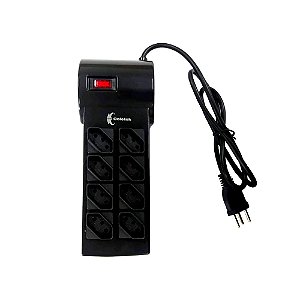 Filtro de Linha 8 Tomadas Coletek Energia Bivolt 10A Preto - FL-82BK