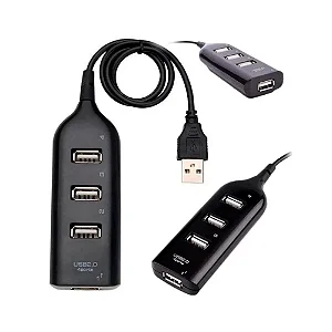 Hub 4 portas USB 2.0 480Mbps c/ Rabicho Preto - 1569