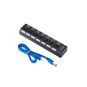 Hub 7 portas USB 3.0 com Switch On/Off e Led Indicador Lehmox LEY-199