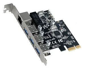 Placa de Rede 10/100/1000 PCI-Express + 3 Portas USB 3.0 DP-45
