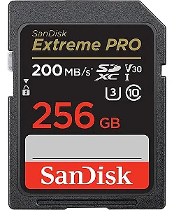 CARTAO MEMORIA SD 256 GB EXTREME PRO SANDISK 200MBS 4K P/ CÂMERAS & FILMADORAS