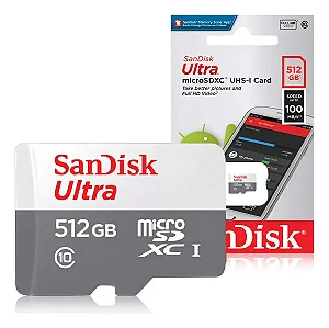 CARTAO MEM MICROSD 512GB SANDISK ULTRA CLASSE 10 100MB/S SDSQUAC-512G-GN6MA