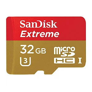 CARTAO MEM MICROSD EXTREME 32GB SANDISK 100MBS 4K P/ Câmeras de Ações / Drones & Smartphones