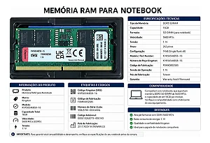 MEMORIA NOTEBOOK 16GB DDR5 5600 MHZ KINGSTON CL46