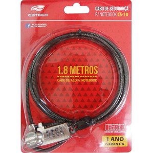 Cabo de Segurança para Notebook com Segredo C3 Tech - CS-10