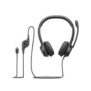 Headset Logitech H390 USB-C, Controle de Volume, Preto - 981-001575