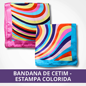 Bandana de Cetim - Estampa Colorida