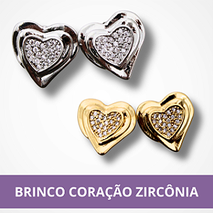 Brinco Coração Zircônia