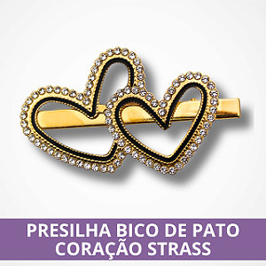 Presilha Bico de Pato - Coração Strass