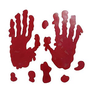 ADESIVO MAOS SANGRENTAS HALLOWEEN EM GEL 15 CM